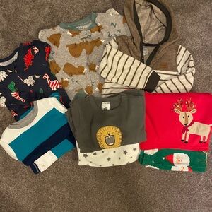 Toddler 2T warm pajamas - some holiday / Christmas and some with feet